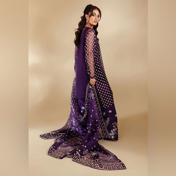 NUREH PAKISTANI DESIGNER FARSHI TINY TWINKLES WILD BEAUTY DRESS 3 PIECE - Picture 4 of 16